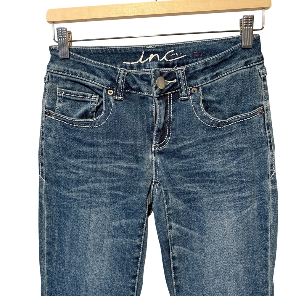 INC International Concepts Womens Straight Leg Jeans Dark Wash Size 0 - Picture 3 of 5